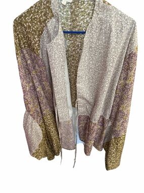 ODDI Floral Patchwork Kimono in Olive & Lavender